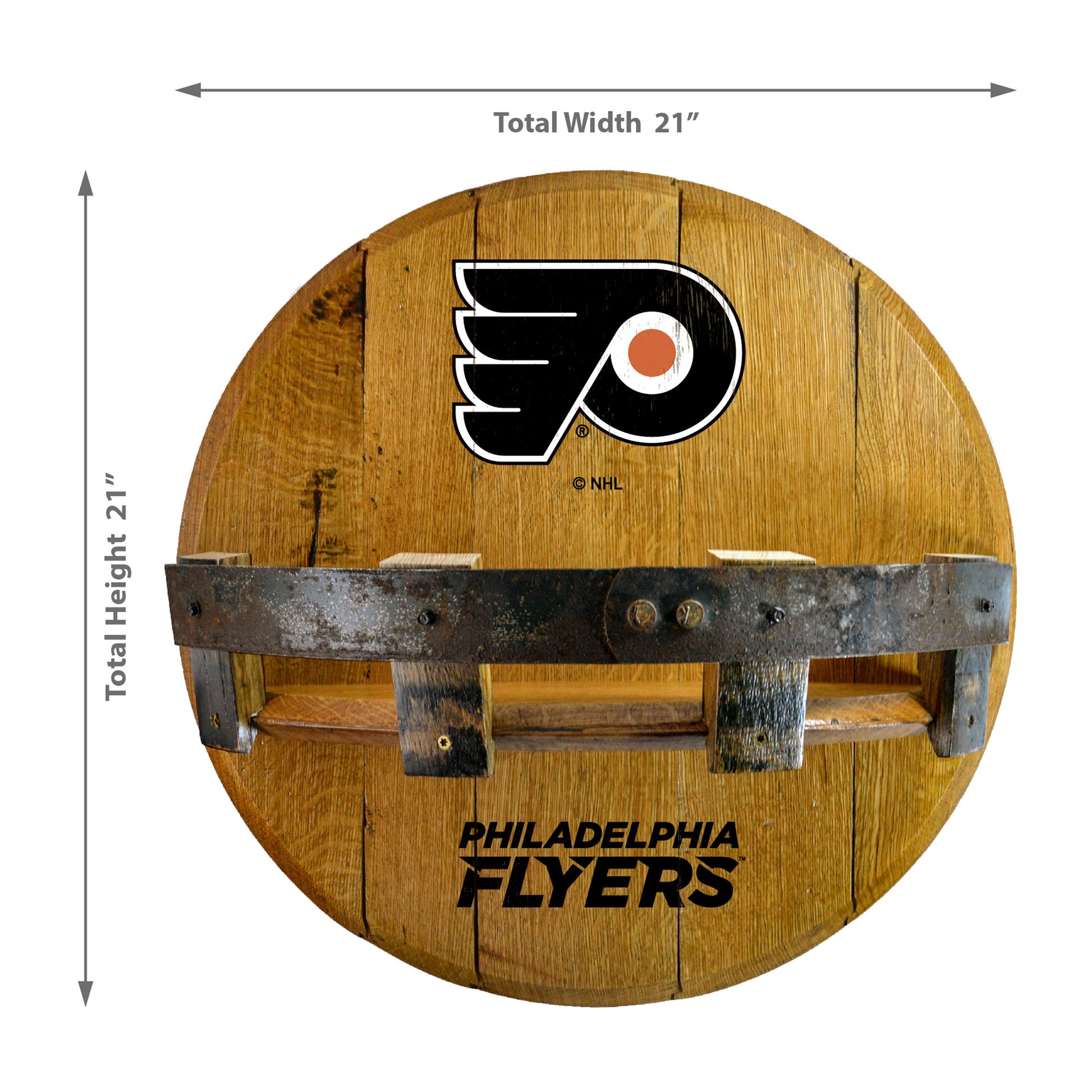 Philadelphia Flyers whiskey barrel shelf dimensions