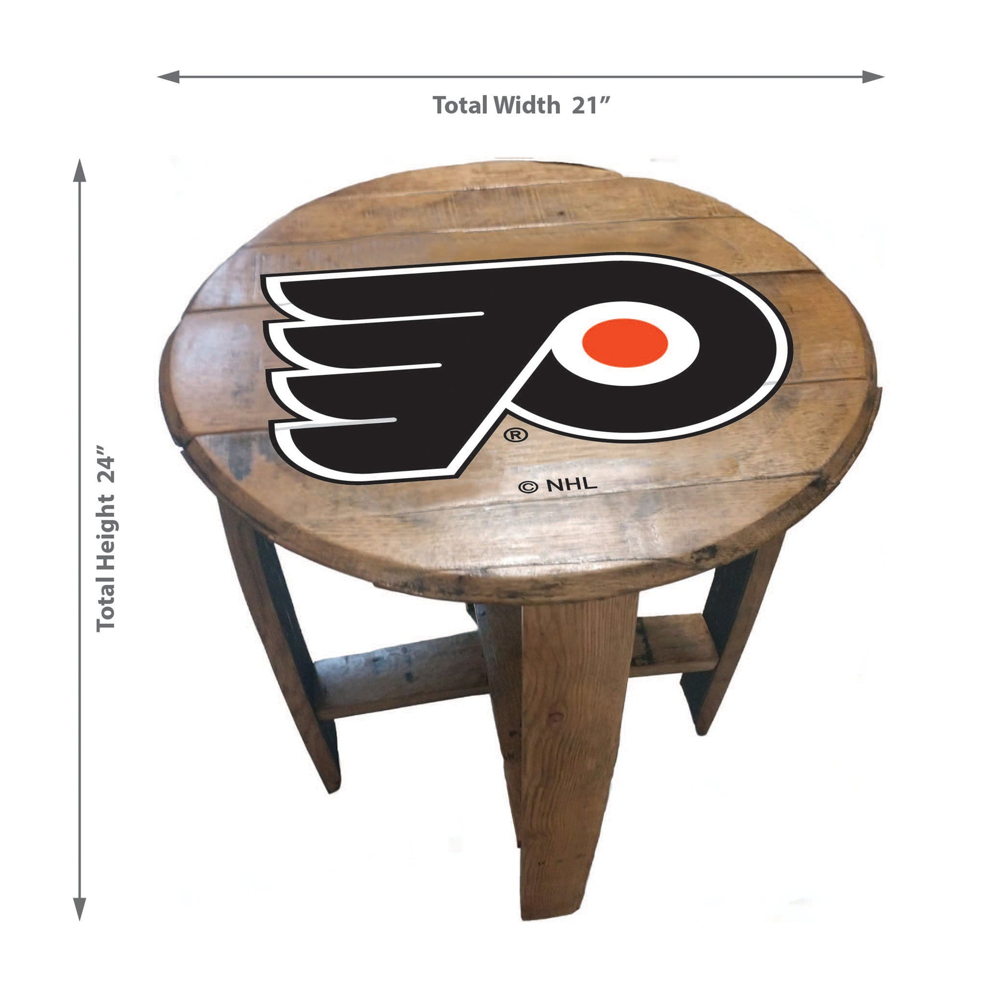 Philadelphia Flyers whiskey barrel end table dimensions