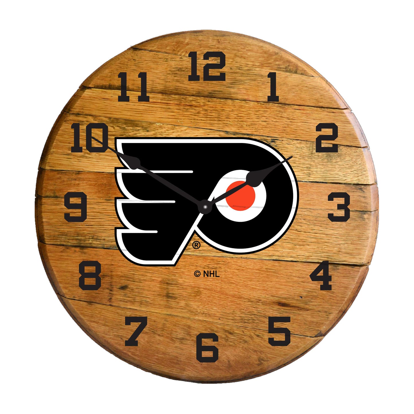 Philadelphia Flyers whiskey barrel wall clock