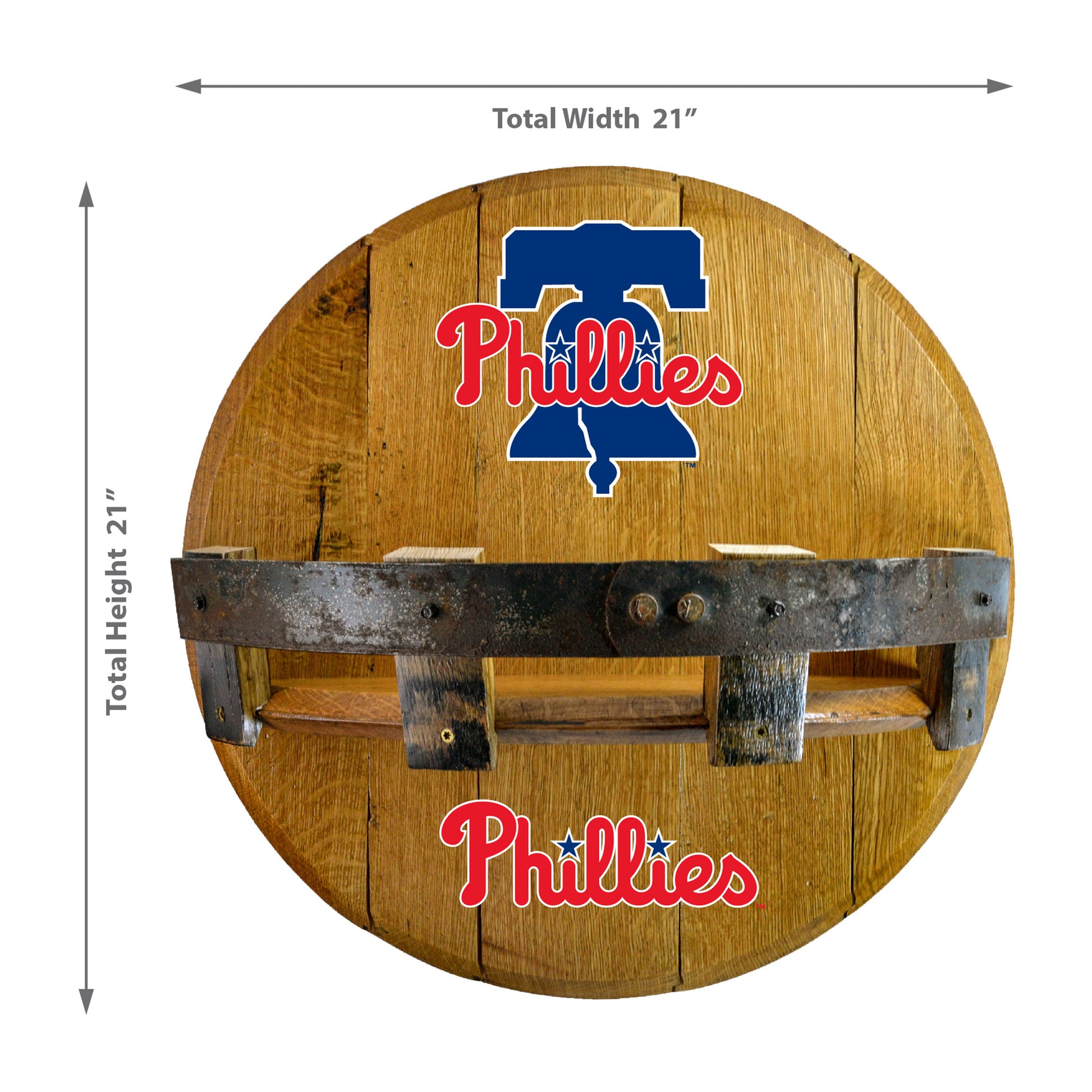Philadelphia Phillies whiskey barrel shelf dimensions
