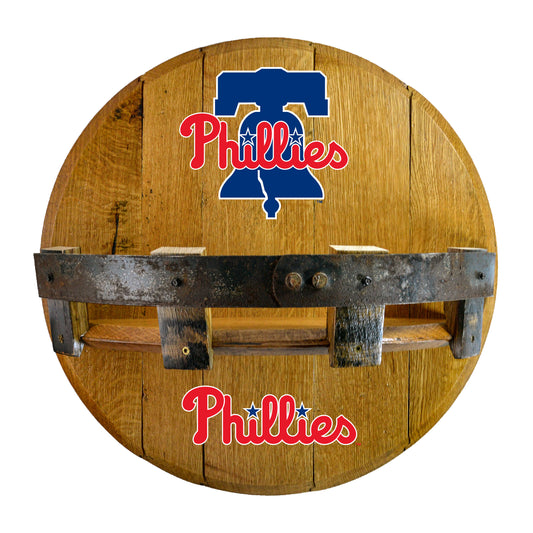 Philadelphia Phillies whiskey barrel shelf