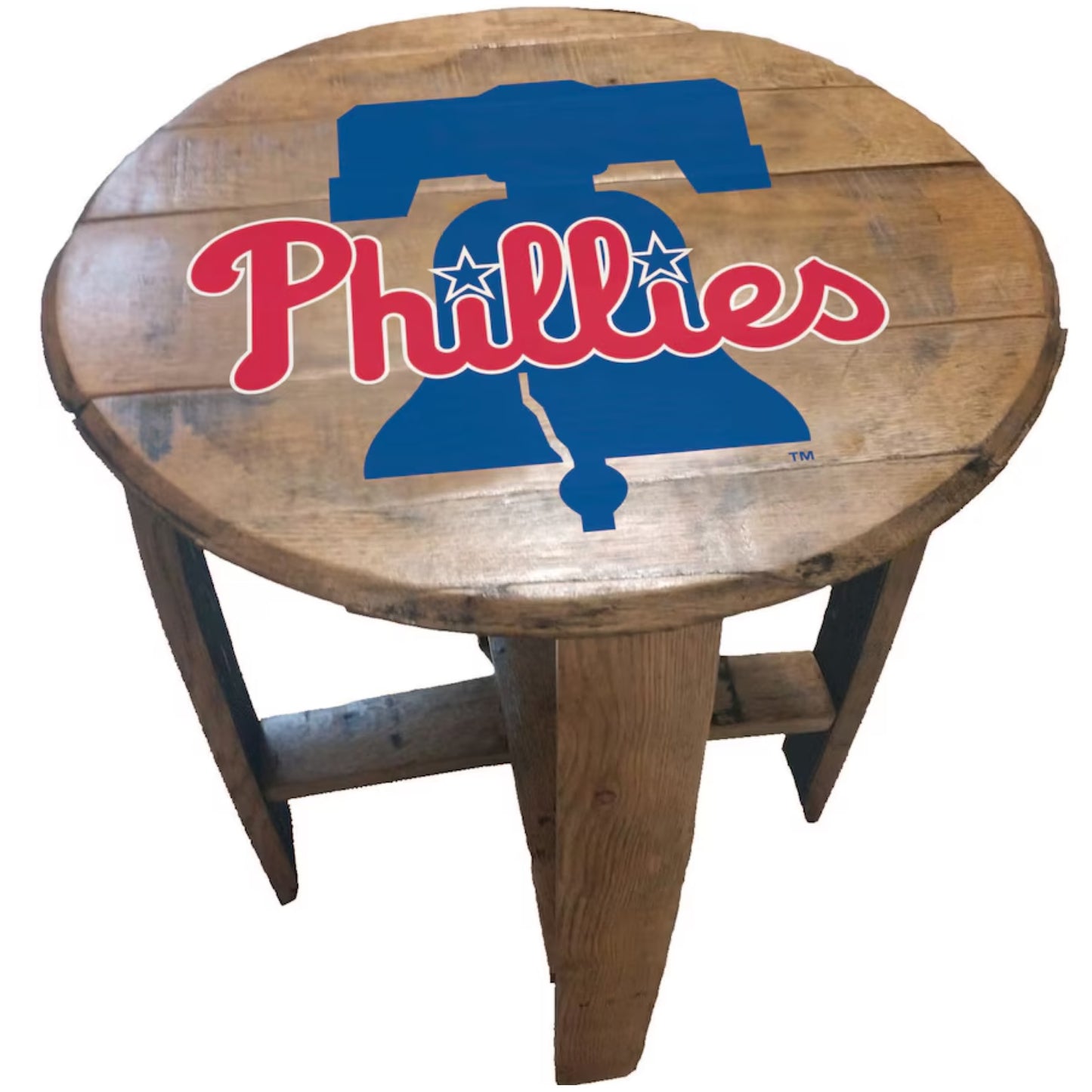 Philadelphia Phillies whiskey barrel end table