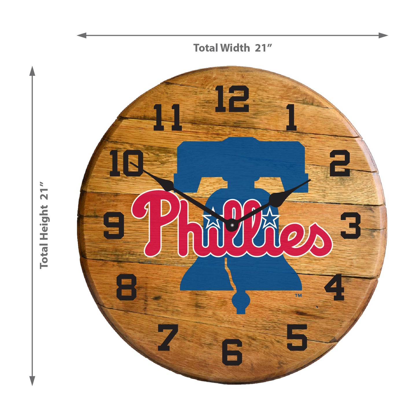 Philadelphia Phillies whiskey barrel wall clock dimensions