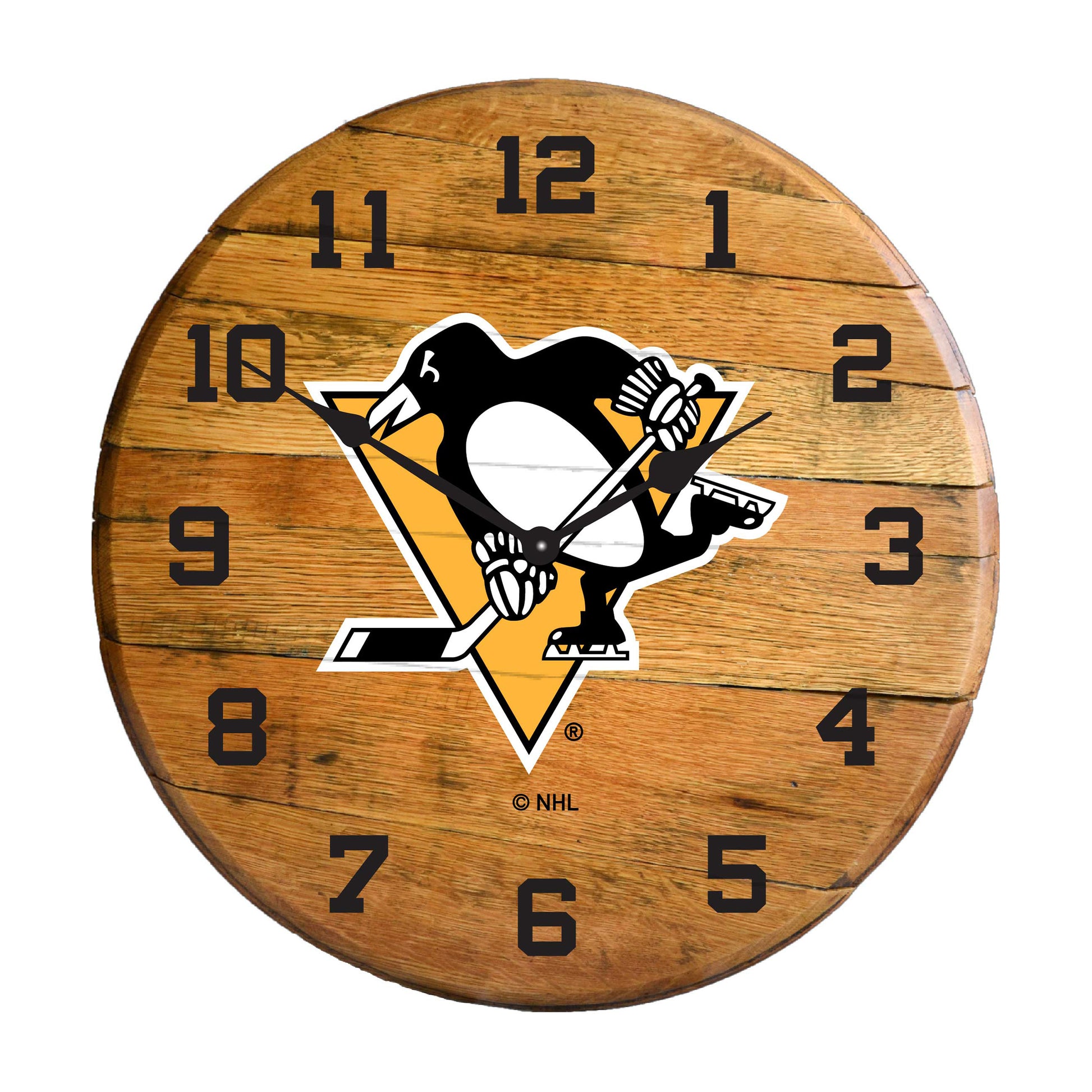 Pittsburgh Penguins whiskey barrel wall clock