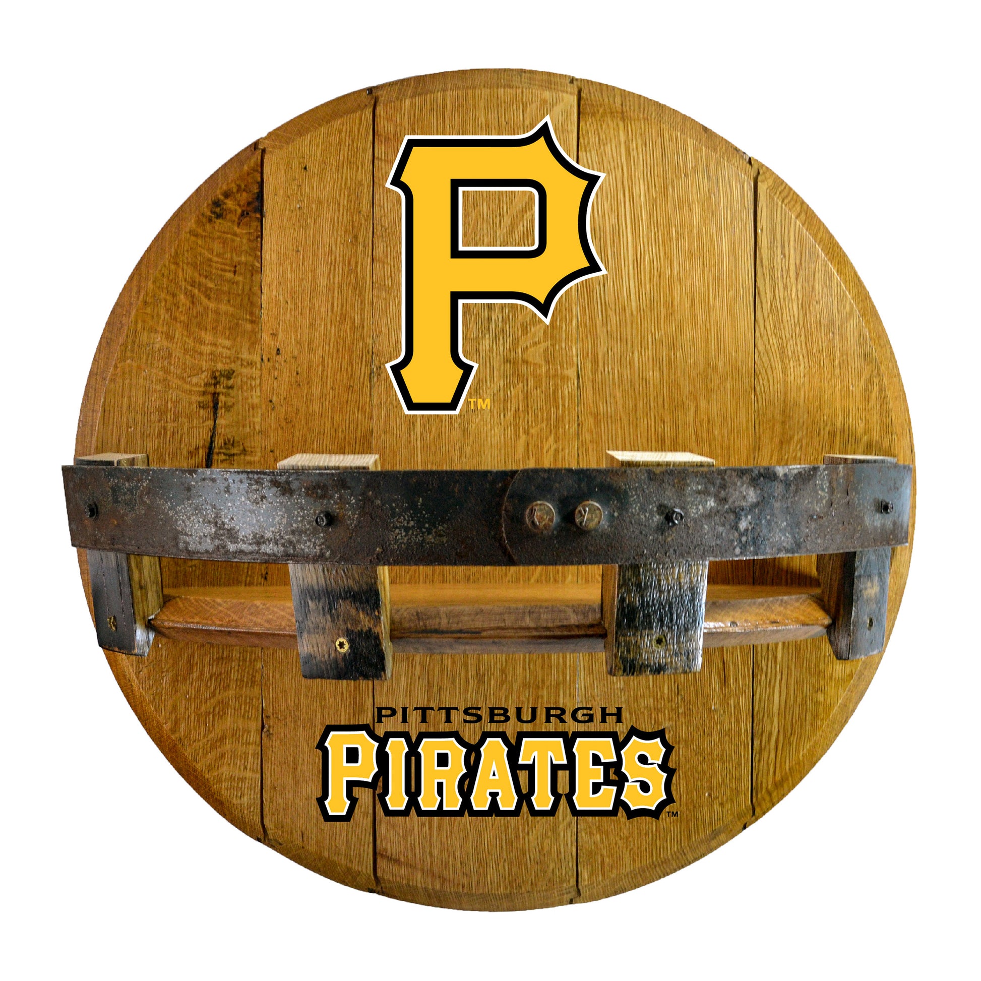 Pittsburgh Pirates whiskey barrel shelf