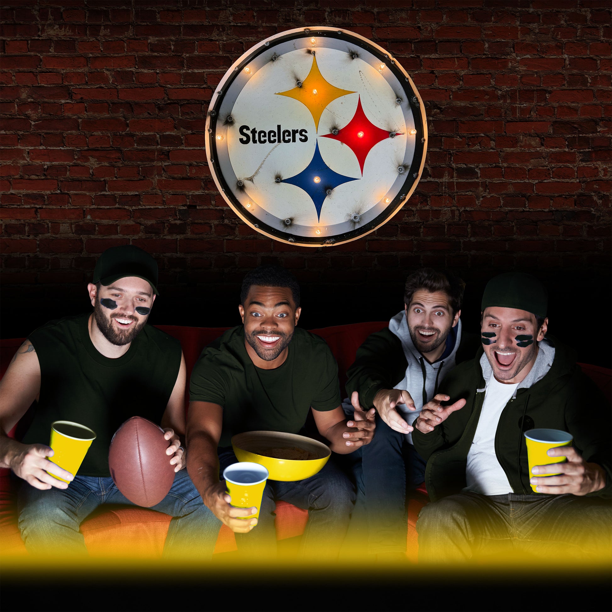 Pittsburgh Steelers logo lighted metal man cave sign