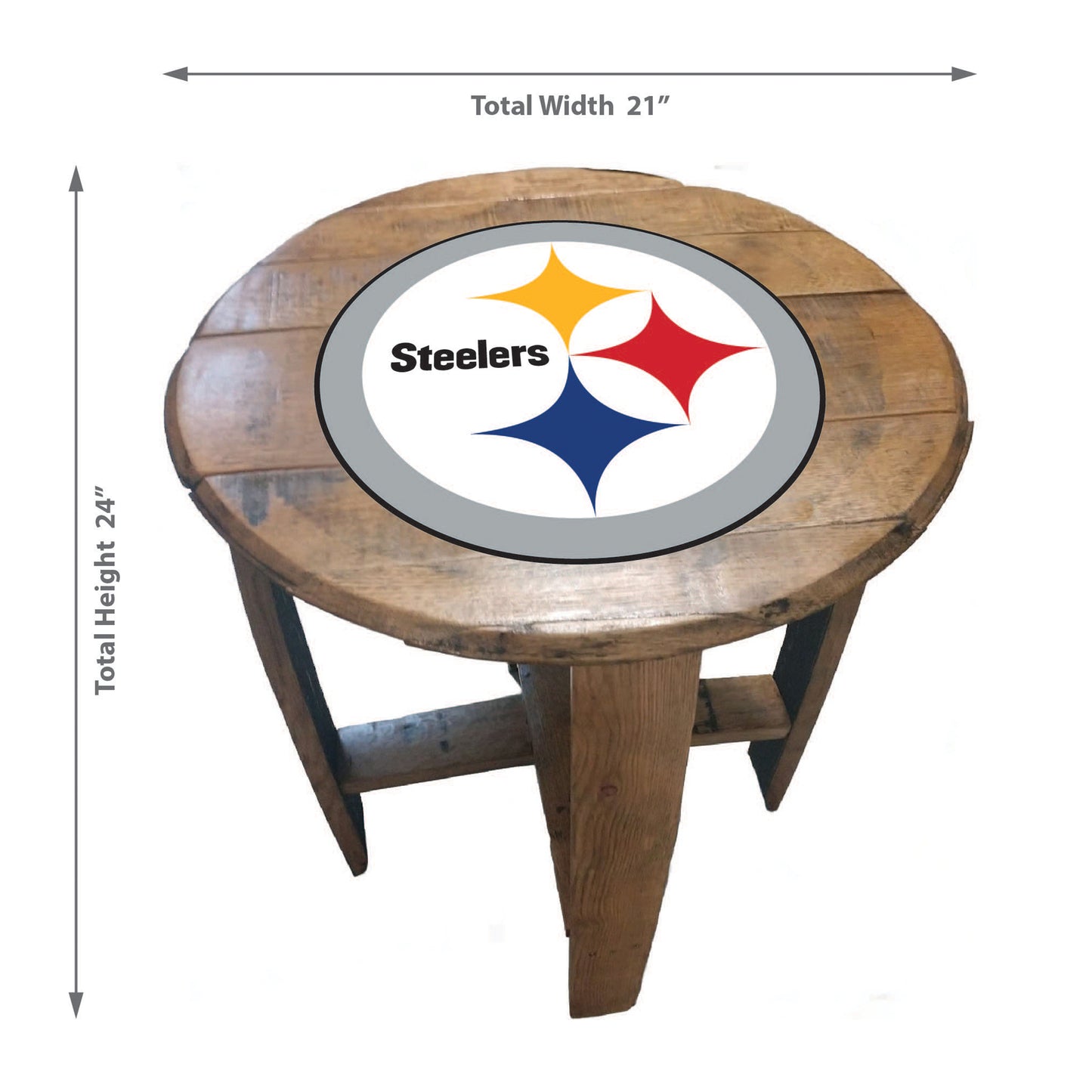 Pittsburgh Steelers whiskey barrel end table dimensions