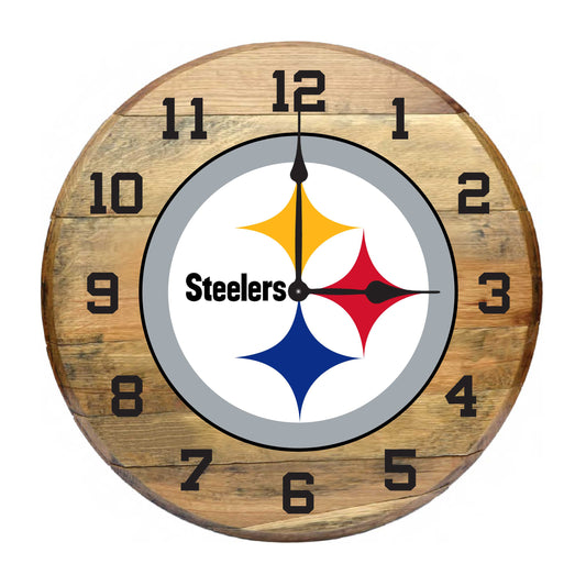 Pittsburgh Steelers whiskey barrel wall clock