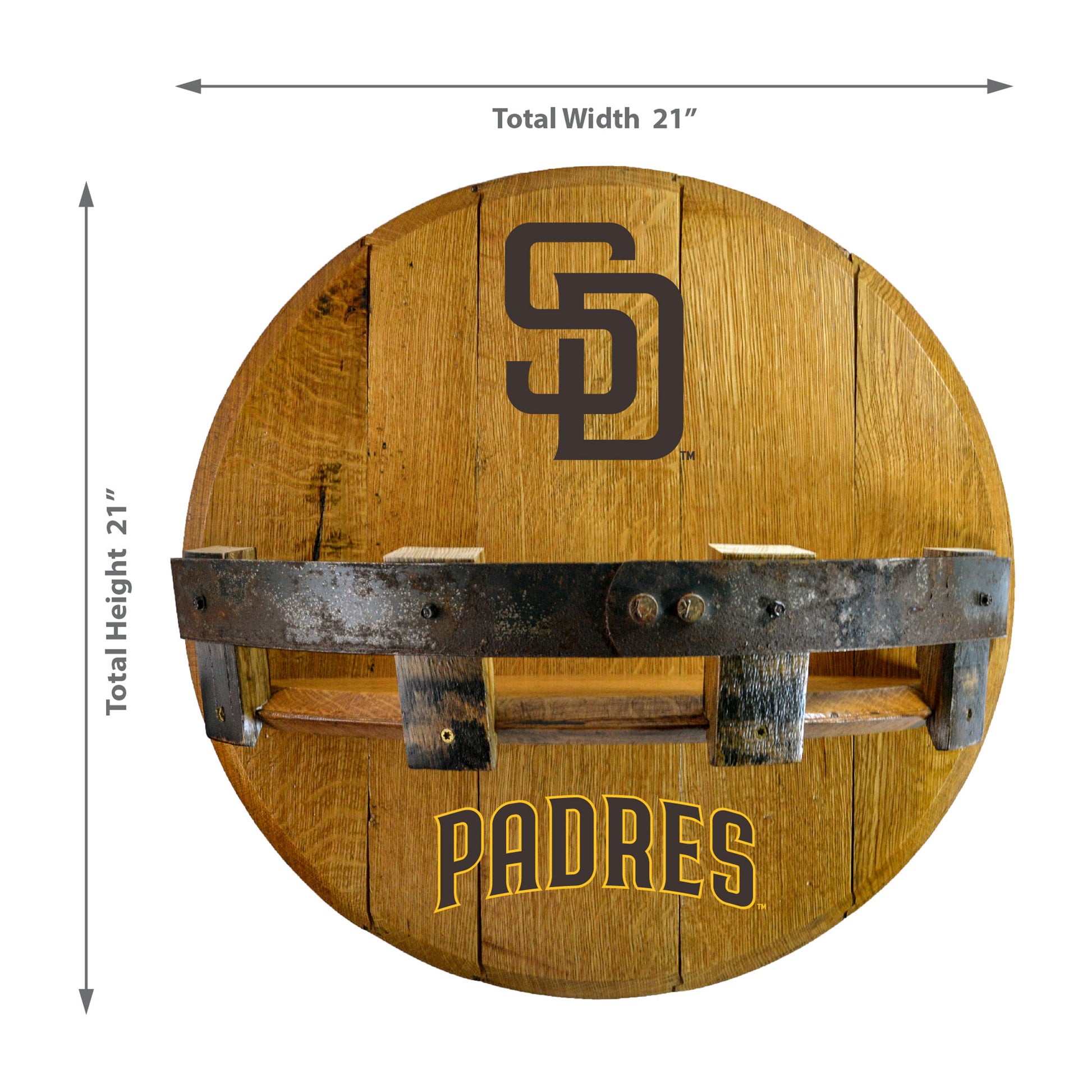 San Diego Padres whiskey barrel shelf dimensions