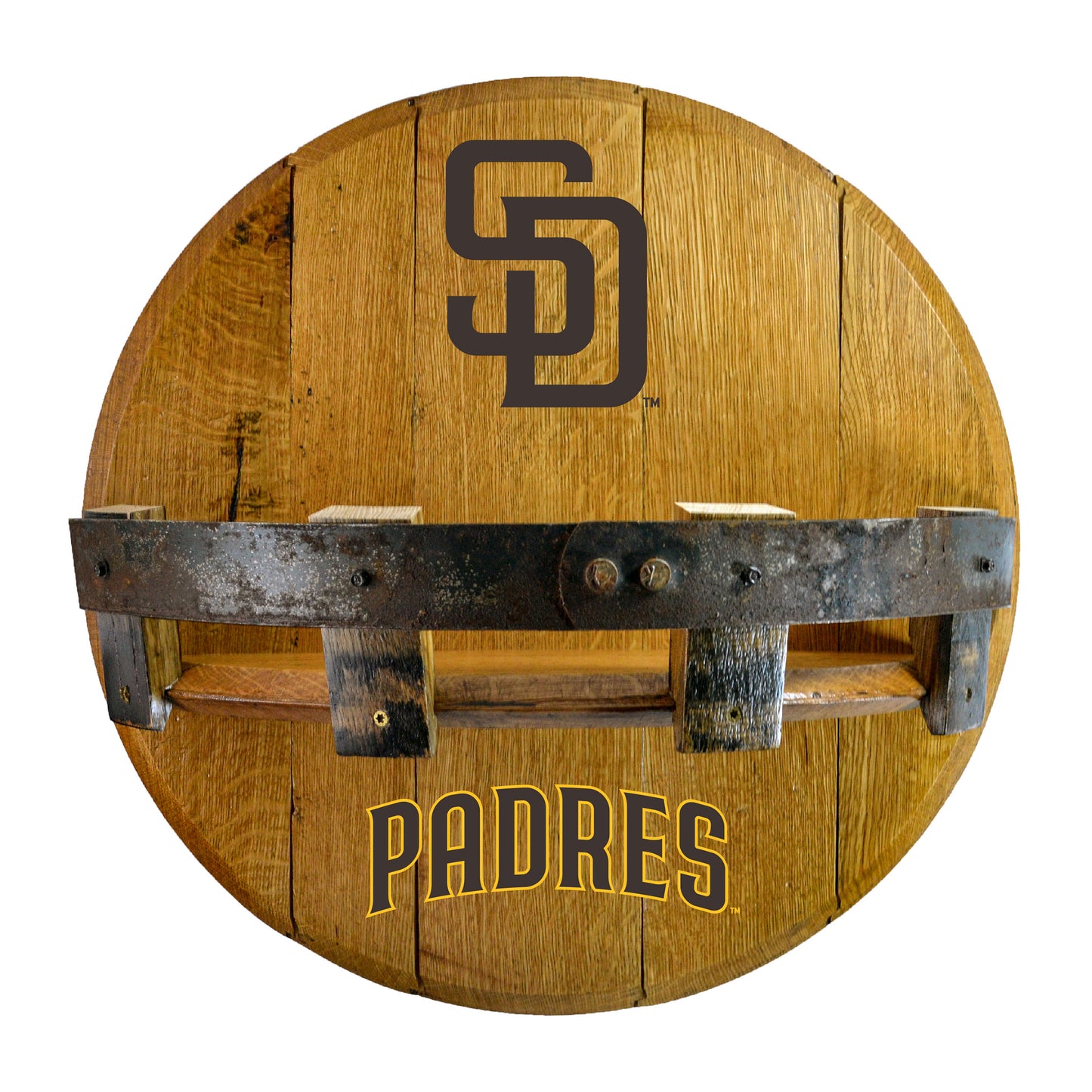 San Diego Padres whiskey barrel shelf