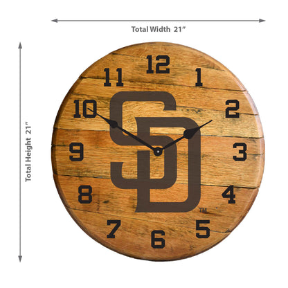 San Diego Padres whiskey barrel wall clock dimensions