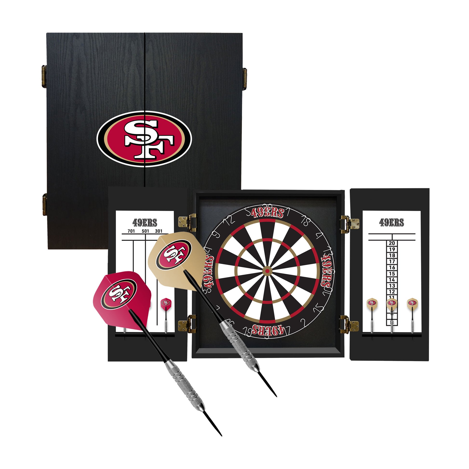 San Francisco 49ers Dart Board Cabinet Set