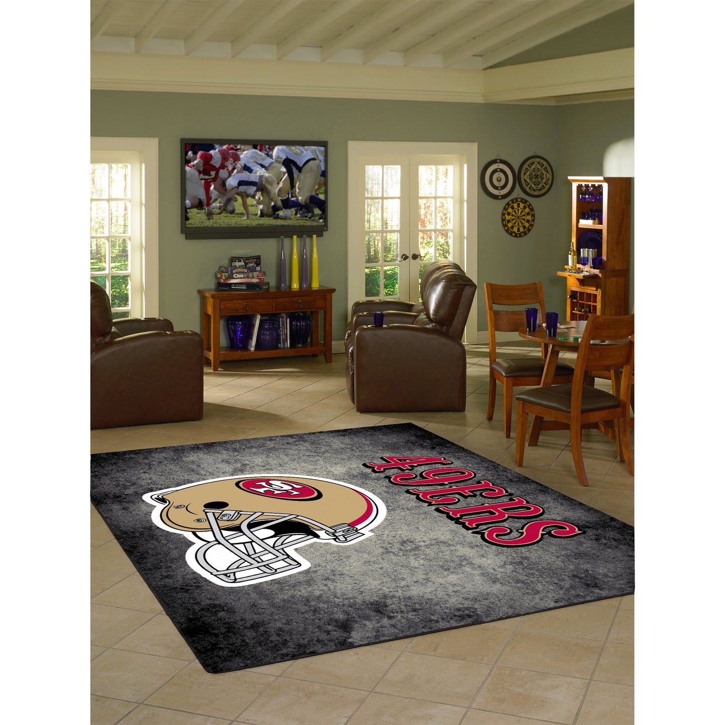 San Francisco 49ers distressed style area rug lifestyle