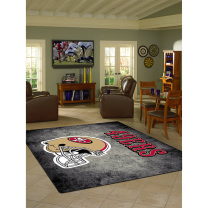 San Francisco 49ers distressed style area rug lifestyle