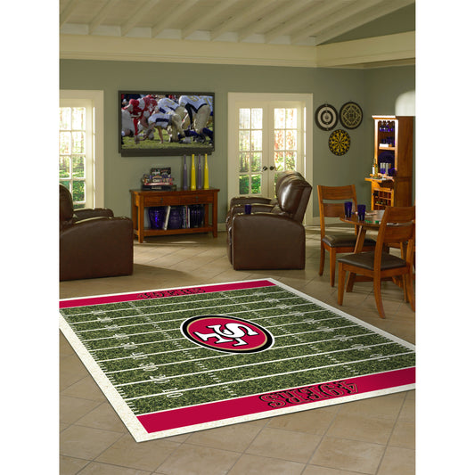 San Francisco 49ers home field style area rug lifestyle