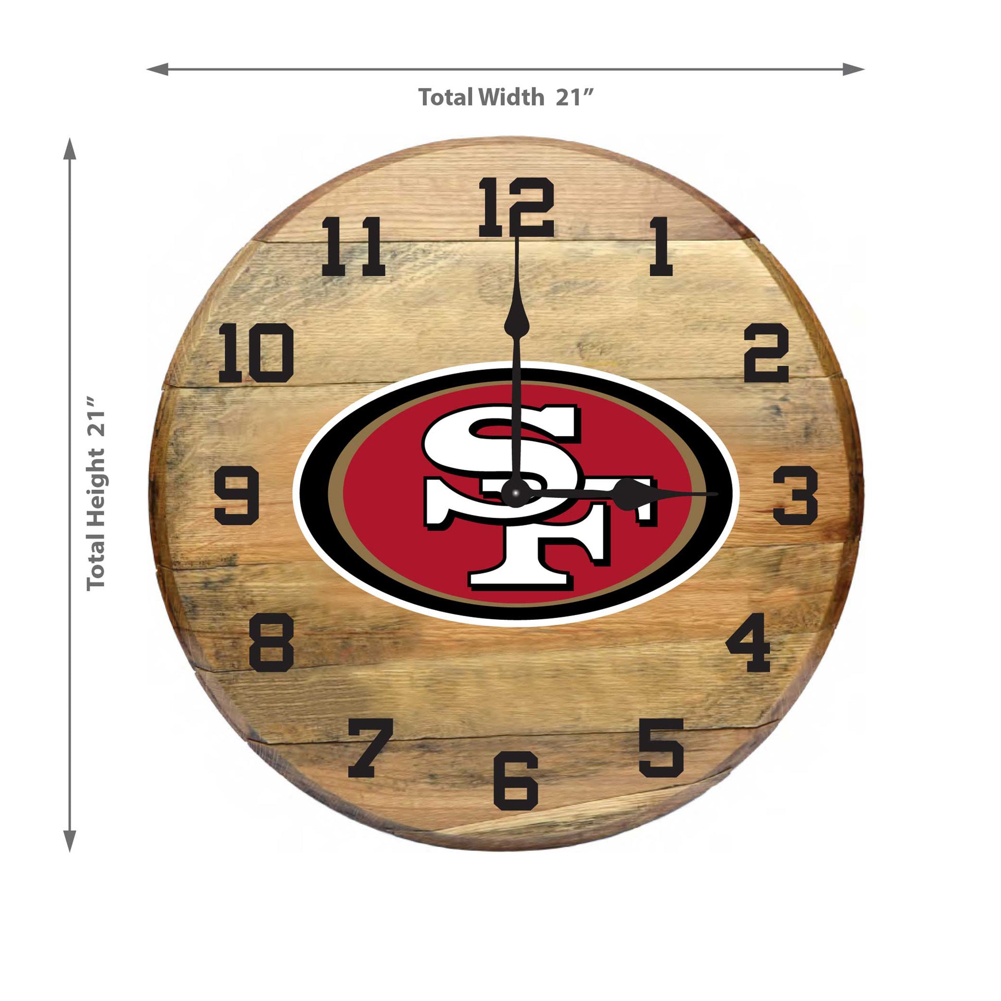 San Francisco 49ers whiskey barrel wall clock dimensions