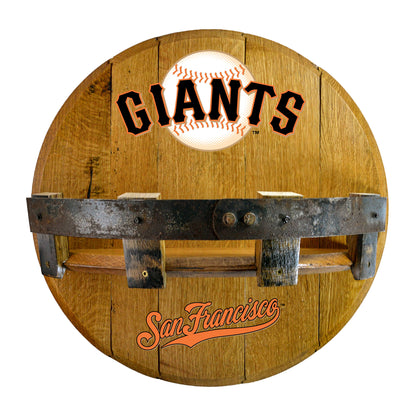San Francisco Giants whiskey barrel shelf
