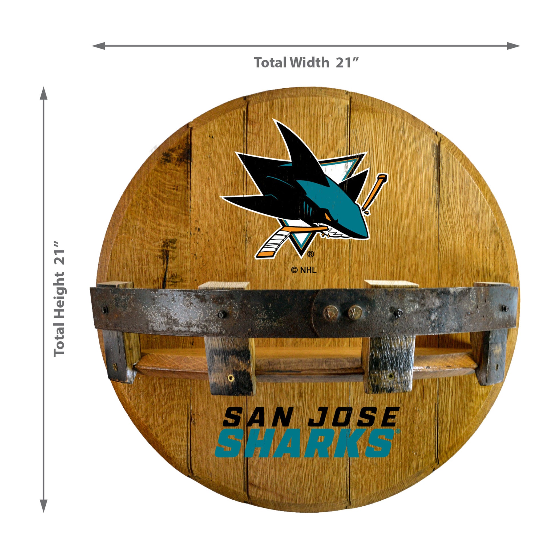 San Jose Sharks whiskey barrel shelf dimensions