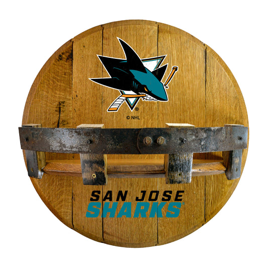 San Jose Sharks whiskey barrel shelf