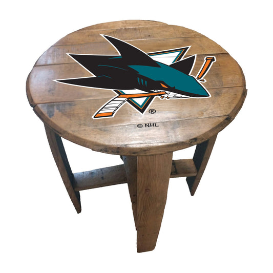 San Jose Sharks whiskey barrel end table