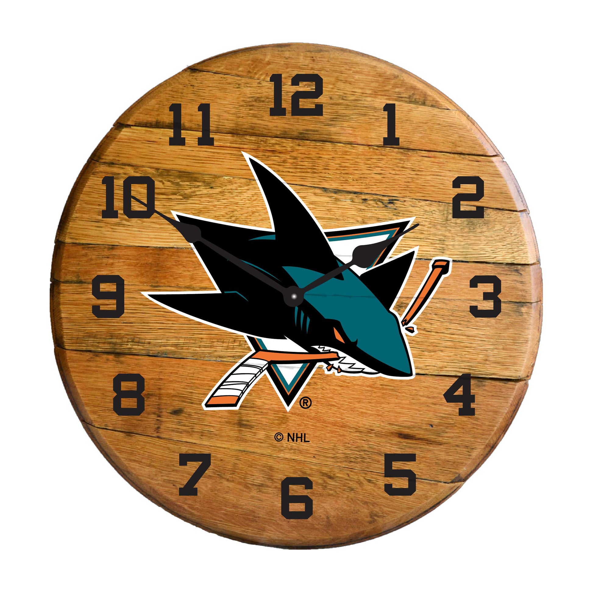 San Jose Sharks whiskey barrel wall clock