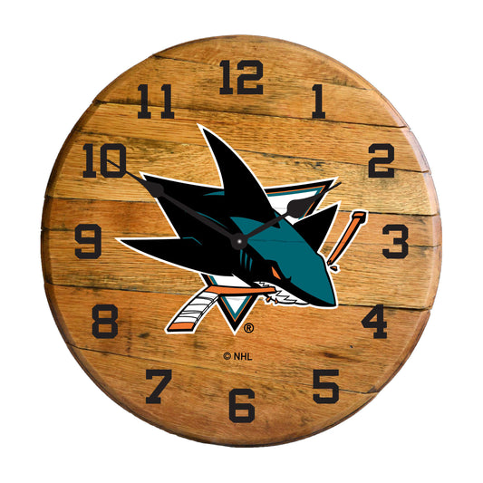 San Jose Sharks whiskey barrel wall clock