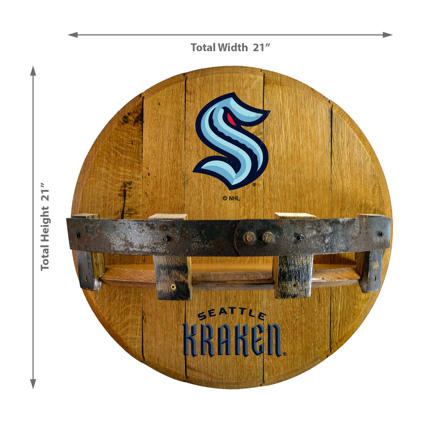 Seattle Kraken whiskey barrel shelf dimensions