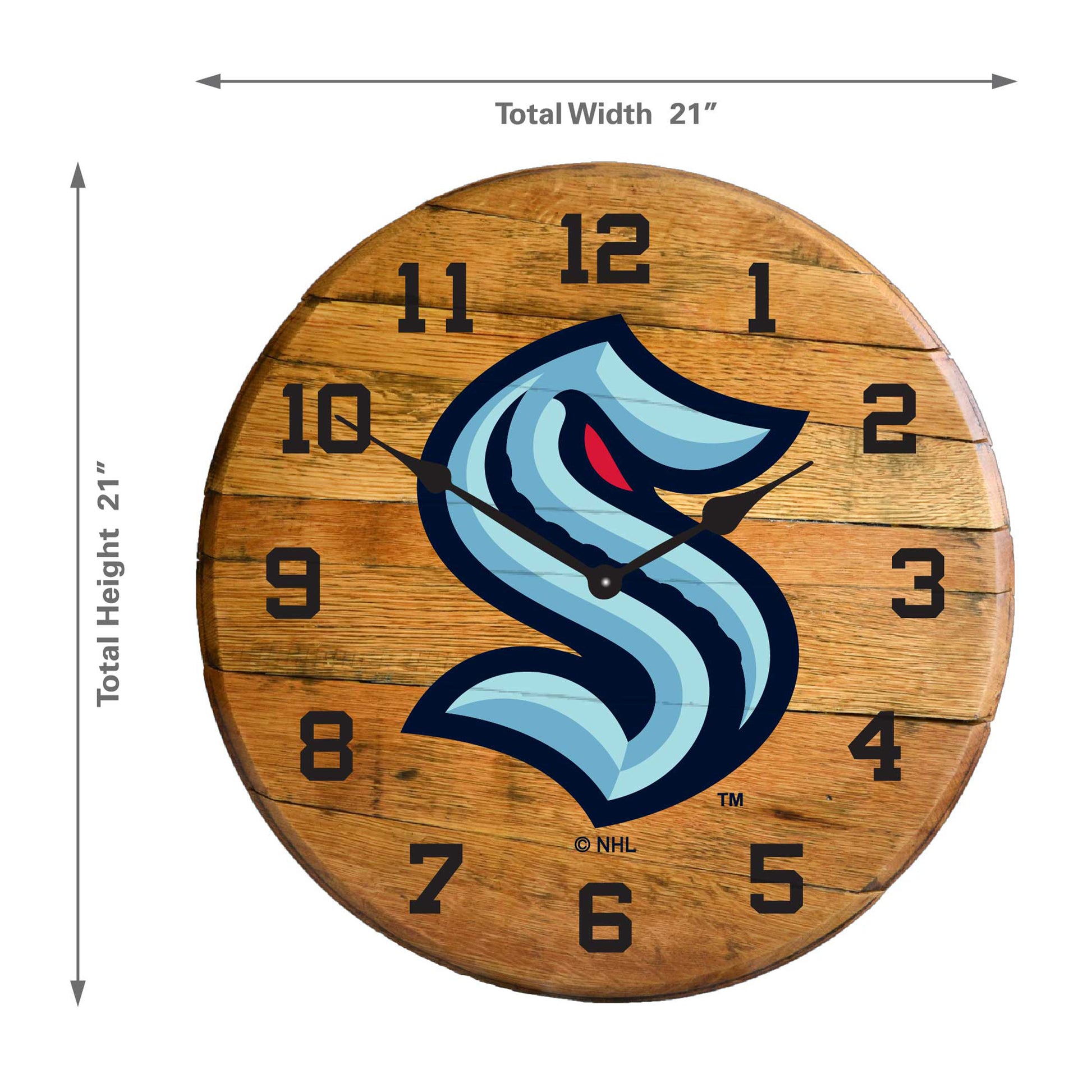Seattle Kraken whiskey barrel wall clock dimensions