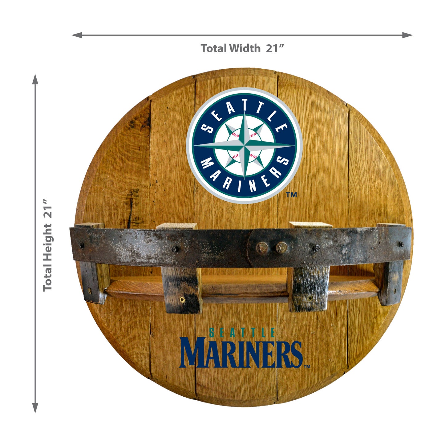 Seattle Mariners whiskey barrel shelf dimensions