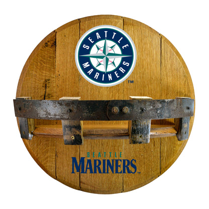 Seattle Mariners whiskey barrel shelf