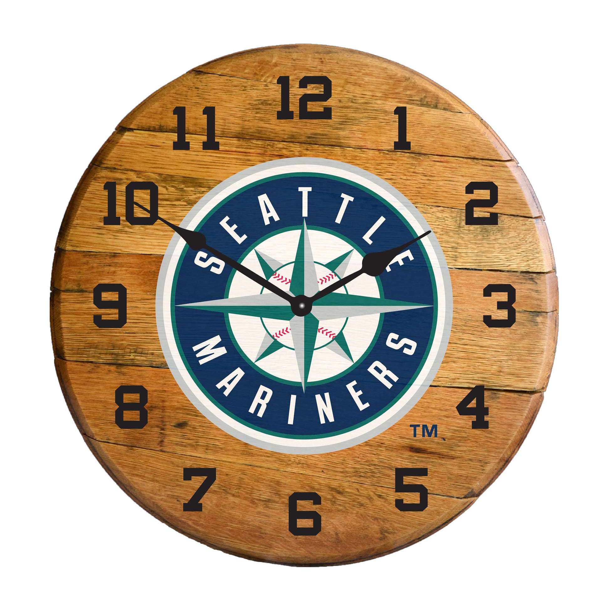 Seattle Mariners whiskey barrel wall clock