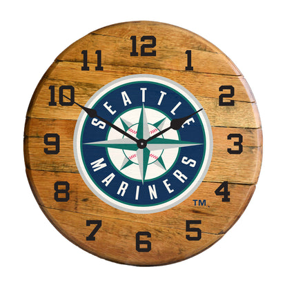 Seattle Mariners whiskey barrel wall clock