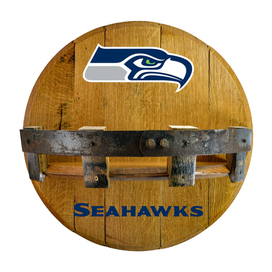 Seattle Seahawks whiskey barrel shelf