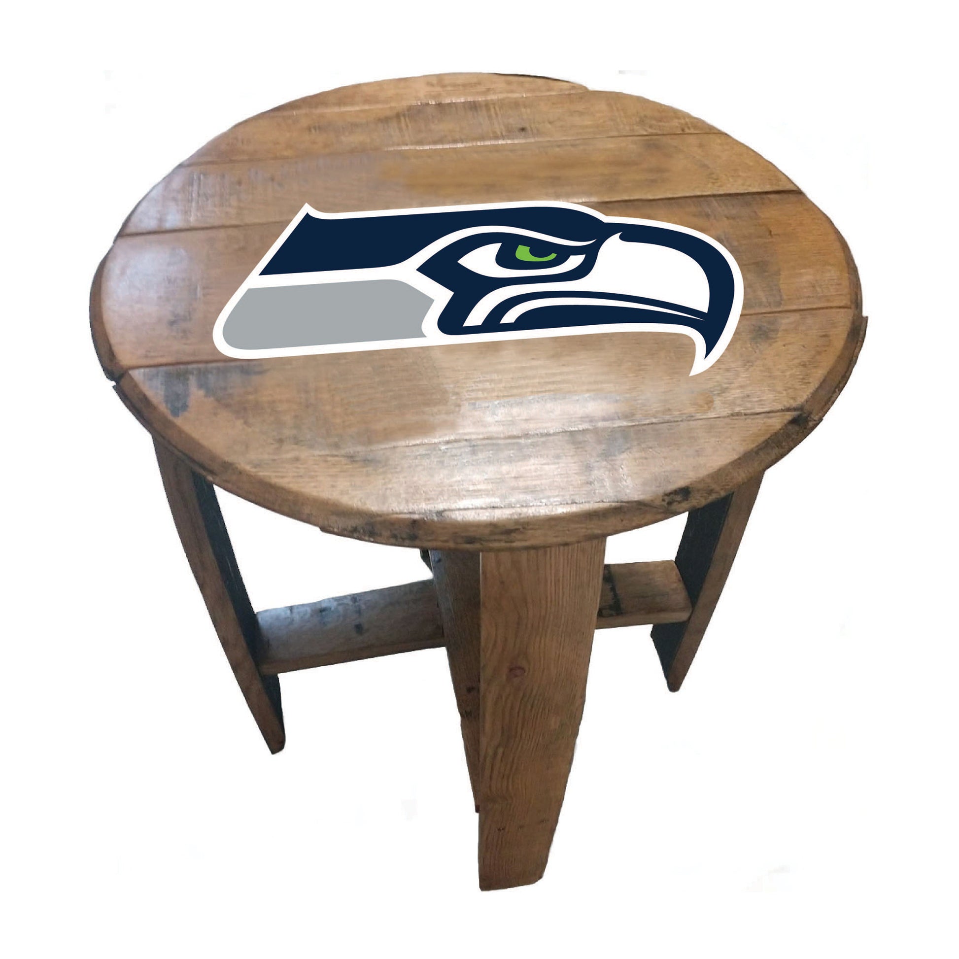 Seattle Seahawks whiskey barrel end table