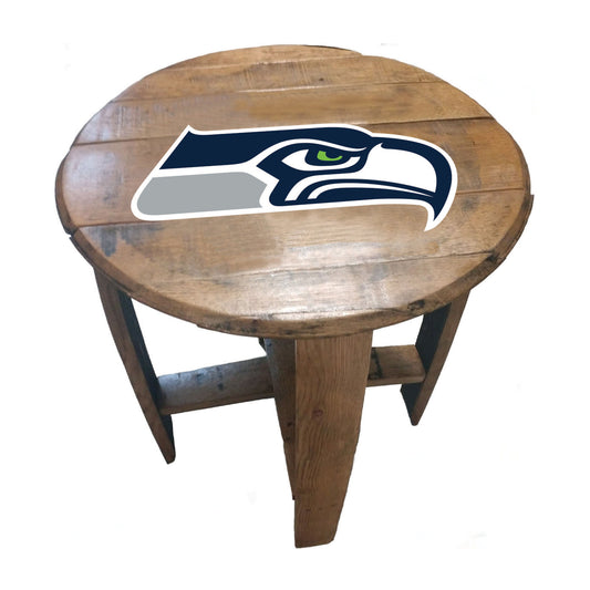Seattle Seahawks whiskey barrel end table