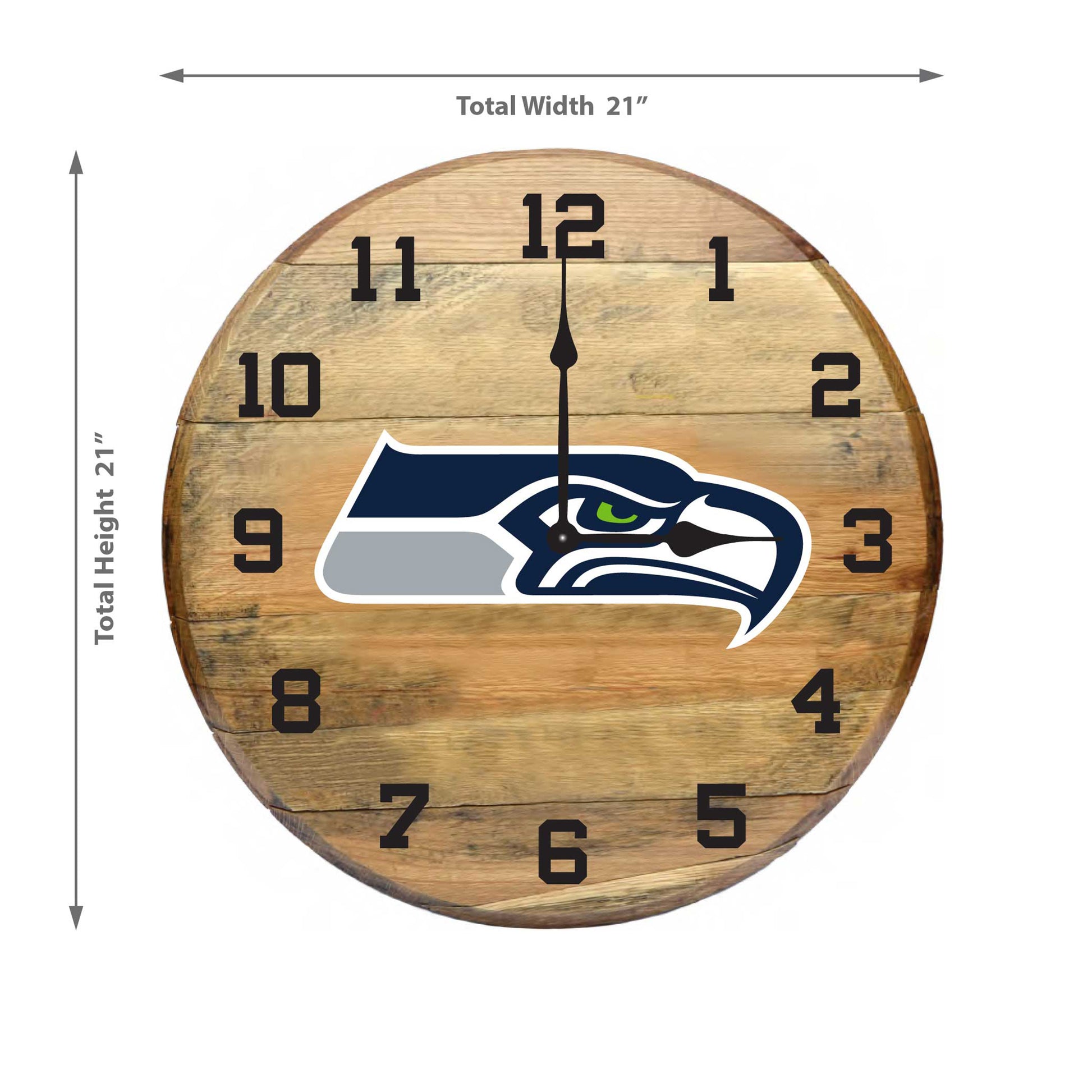 Seattle Seahawks whiskey barrel wall clock dimensions