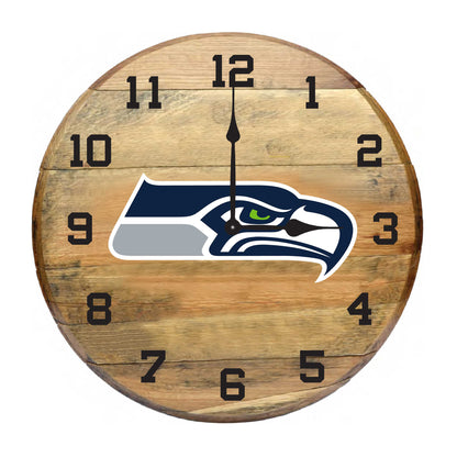 Seattle Seahawks whiskey barrel wall clock