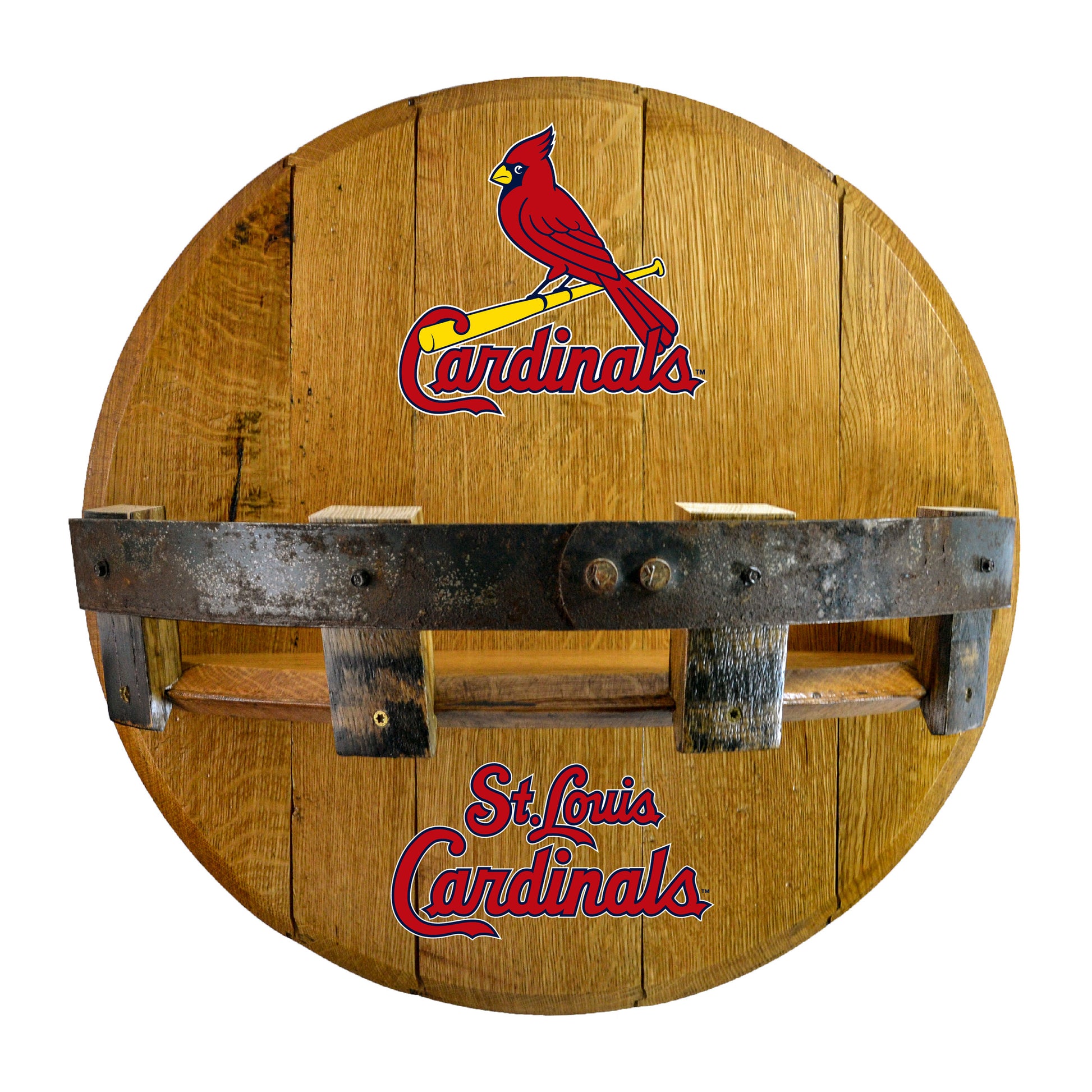 St. Louis Cardinals whiskey barrel shelf