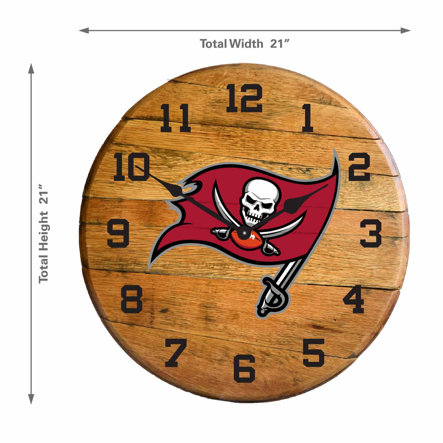 Tampa Bay Buccaneers whiskey barrel wall clock dimensions