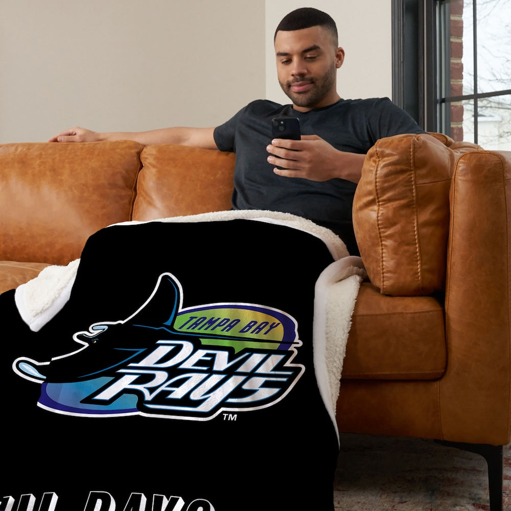 Tampa Bay Devil Rays CC throwback sherpa blanket