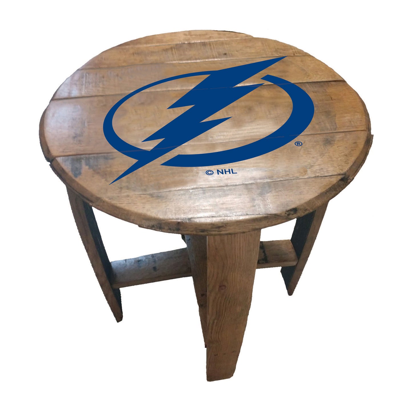 Tampa Bay Lightning whiskey barrel end table
