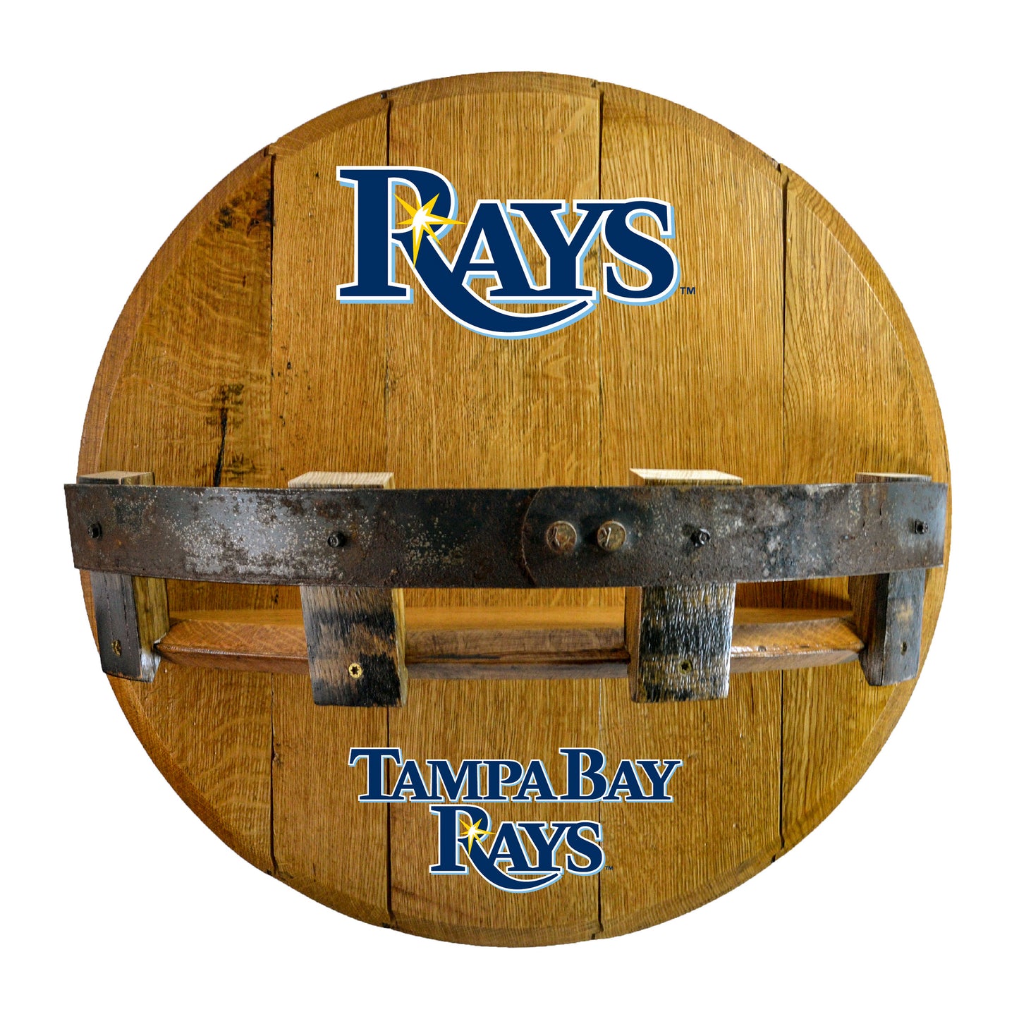 Tampa Bay Rays whiskey barrel shelf