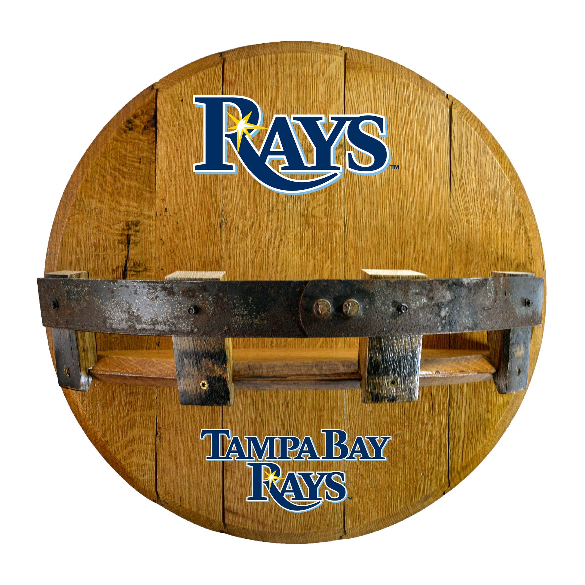Tampa Bay Rays whiskey barrel shelf