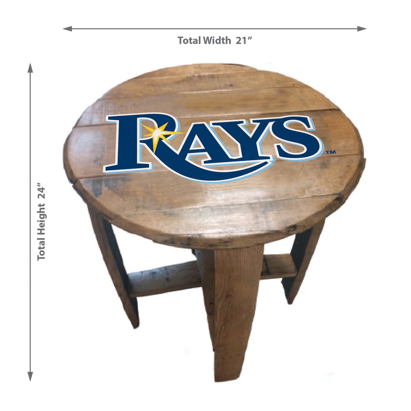 Tampa Bay Rays whiskey barrel end table dimensions