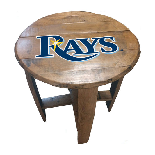Tampa Bay Rays whiskey barrel end table