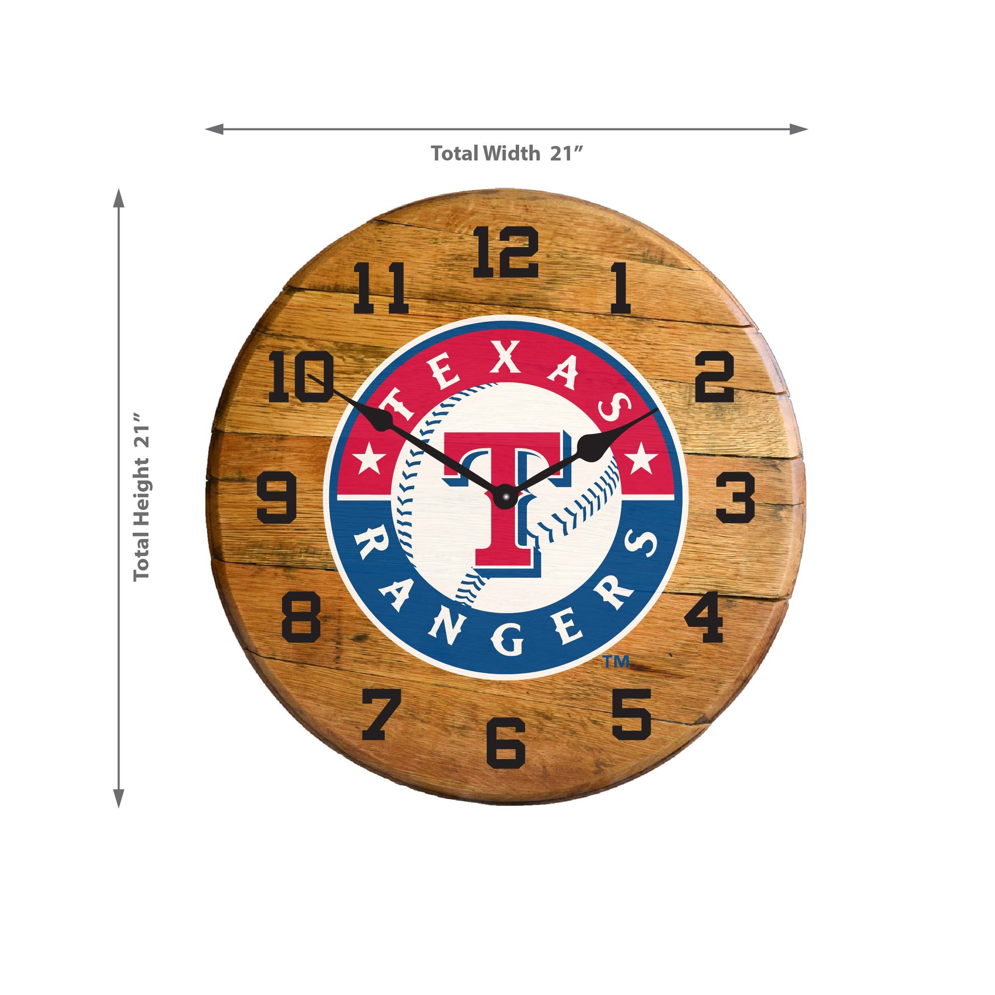 Texas Rangers whiskey barrel wall clock dimensions
