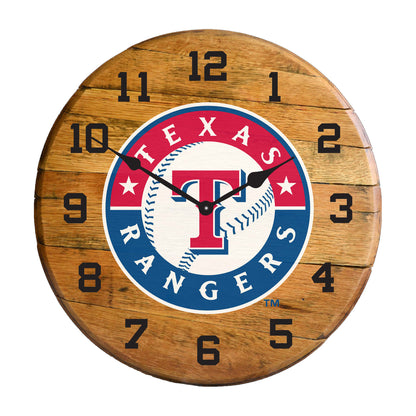 Texas Rangers whiskey barrel wall clock