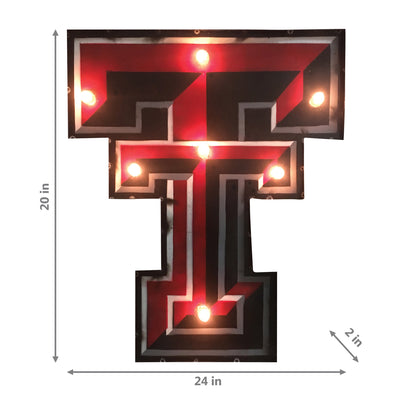 Texas Tech Red Raiders logo lighted metal retro sign