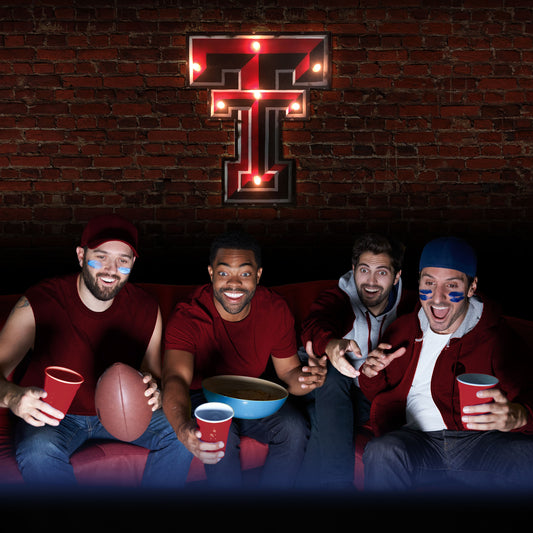 Texas Tech Red Raiders logo lighted metal man cave sign