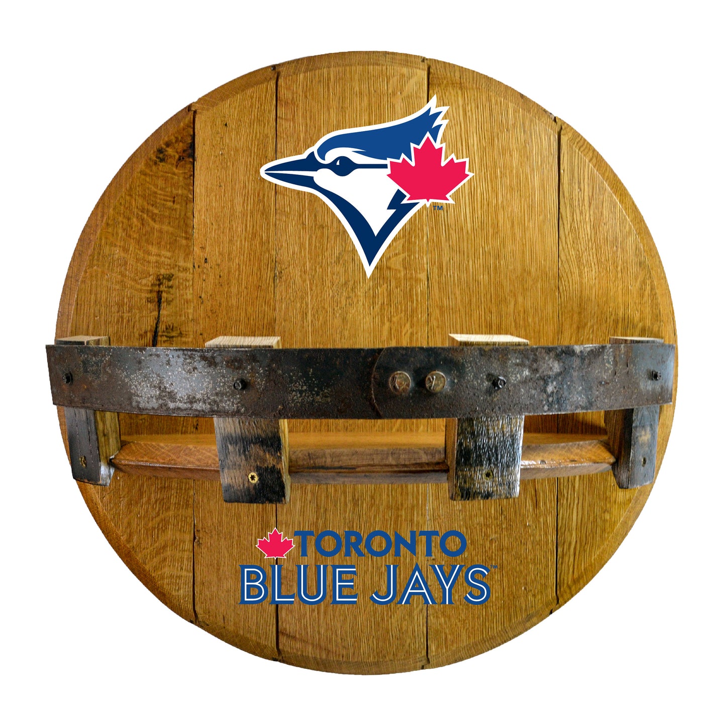 Toronto Blue Jays whiskey barrel shelf